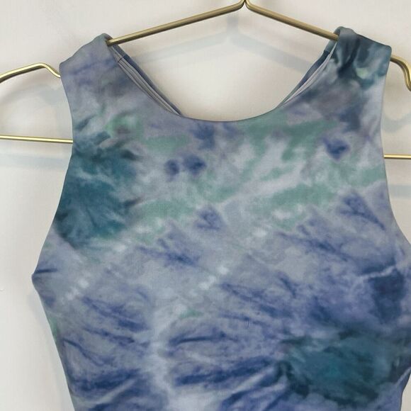 Athleta XS Bra Tank Top Cropped Blue TieDye Conscious Crop  Printed D-DD - Picture 5 of 8